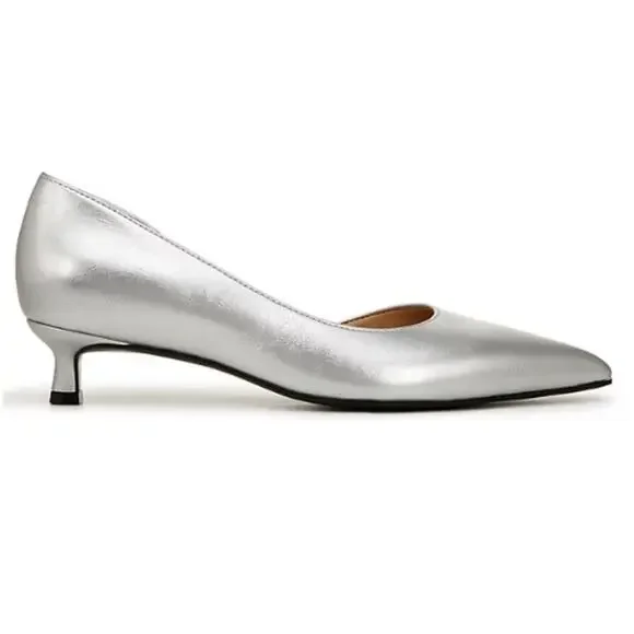 Naturalizer Gallent Kitten-Heel Pumps in Silver NEW Size 8 1/2 M0 - Picture 2 of 9